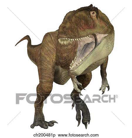 Stock Illustration - Carcharodontosaurus dinosaur roaring, front view.. Fotosearch