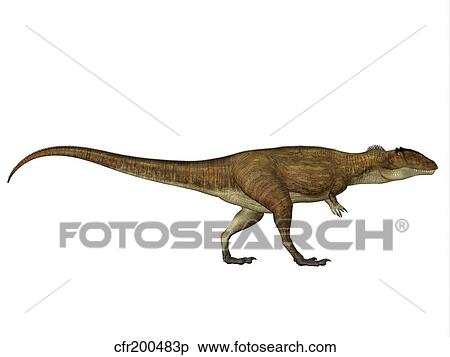 Carcharodontosaurus dinosaur, side view. View Large Illustration Stock Illustration - Carcharodontosaurus dinosaur, side view.. Fotosearch