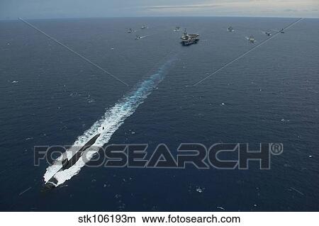 Carrier Strike Group formation of ships in the Bay of Bengal. View Large Photo Image Picture - Carrier Strike Group formation of ships in the Bay of Bengal.. Fotosearch