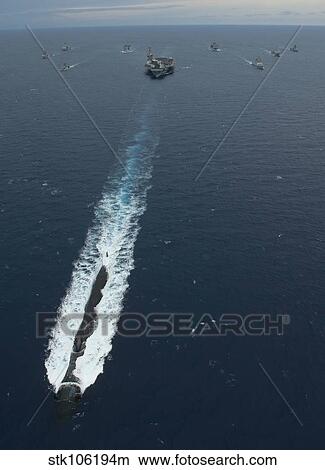 Carrier Strike Group formation of ships in the Bay of Bengal. View Large Photo Image Picture - Carrier Strike Group formation of ships in the Bay of Bengal.. Fotosearch