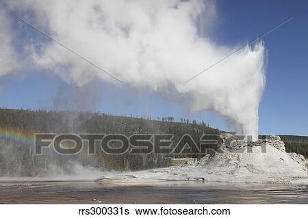 Castle Geyser eruption, Upper Geyser Basin geothermal area, Yellowstone National Park, Wyoming. View Large Photo Image Stock Photograph - Castle Geyser eruption, Upper Geyser Basin geothermal area, Yellowstone National Park, Wyoming.. Fotosearch
