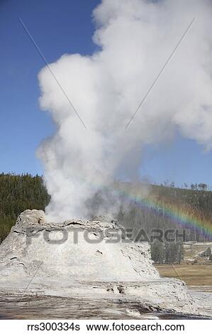 Castle Geyser eruption, Upper Geyser Basin geothermal area, Yellowstone National Park, Wyoming. View Large Photo Image Stock Photograph - Castle Geyser eruption, Upper Geyser Basin geothermal area, Yellowstone National Park, Wyoming.. Fotosearch