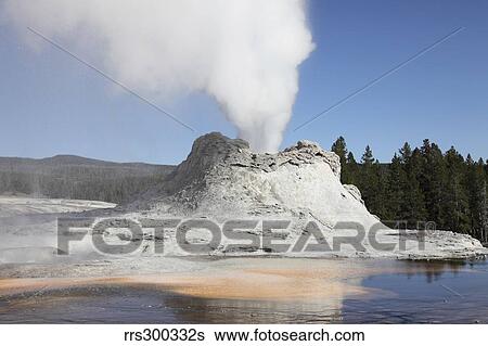 Castle Geyser steam phase, Upper Geyser Basin geothermal area, Yellowstone National Park, Wyoming. View Large Photo Image Stock Photograph - Castle Geyser steam phase, Upper Geyser Basin geothermal area, Yellowstone National Park, Wyoming.. Fotosearch