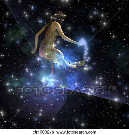 Celesta, spirit creature of the universe, spreads stars throughout the cosmos. View Large Illustration Stock Illustration - Celesta, spirit creature of the universe, spreads stars throughout the cosmos.. Fotosearch