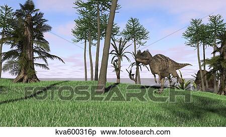 Stock Illustration - Ceratosaurus hunting for its next meal.. Fotosearch