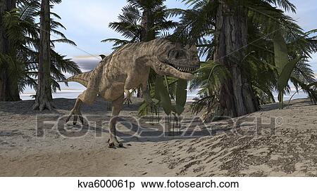 Ceratosaurus hunting in a prehistoric environment. View Large Illustration Stock Illustration - Ceratosaurus hunting in a prehistoric environment.. Fotosearch
