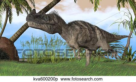Ceratosaurus hunting in a prehistoric environment. View Large Illustration Stock Illustration - Ceratosaurus hunting in a prehistoric environment.. Fotosearch