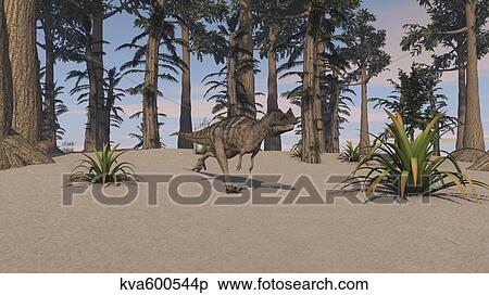 Ceratosaurus hunting in a prehistoric environment. View Large Illustration Stock Illustration - Ceratosaurus hunting in a prehistoric environment.. Fotosearch