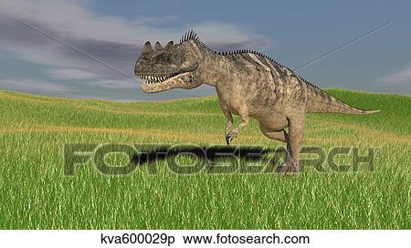 Ceratosaurus hunting in prehistoric grasslands. View Large Illustration Stock Illustration - Ceratosaurus hunting in prehistoric grasslands.. Fotosearch