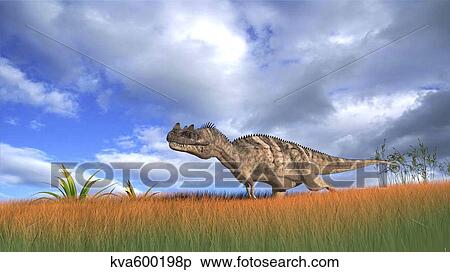 Ceratosaurus hunting in prehistoric grasslands. View Large Illustration Stock Illustration - Ceratosaurus hunting in prehistoric grasslands.. Fotosearch