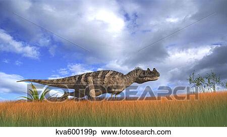 Ceratosaurus hunting in prehistoric grasslands. View Large Illustration Stock Illustration - Ceratosaurus hunting in prehistoric grasslands.. Fotosearch
