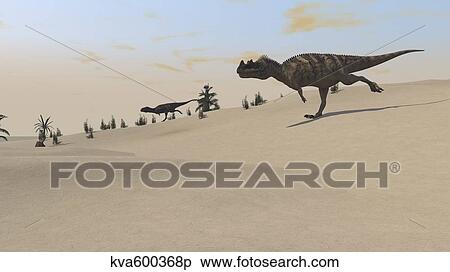 Ceratosaurus running across a barren landscape. View Large Illustration Stock Illustration - Ceratosaurus running across a barren landscape.. Fotosearch