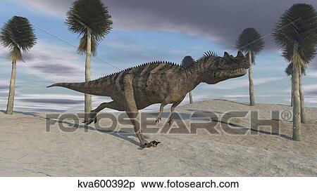Ceratosaurus running across a barren landscape. View Large Illustration Stock Illustration - Ceratosaurus running across a barren landscape.. Fotosearch