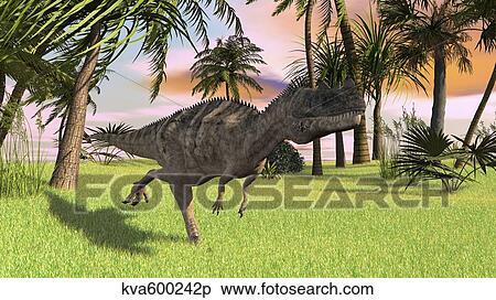 Ceratosaurus running across a field. View Large Illustration Stock Illustration - Ceratosaurus running across a field.. Fotosearch