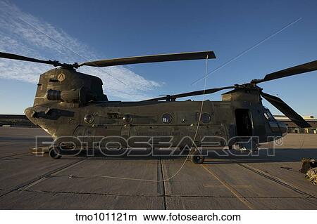 Picture - Ch-47 Chinook helicopter on the tarmac.. Fotosearch