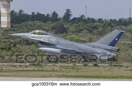 Chilean Air Force F-16 taking off from Natal Air Force Base, Brazil. View Large Photo Image Picture - Chilean Air Force F-16 taking off from Natal Air Force Base, Brazil.. Fotosearch