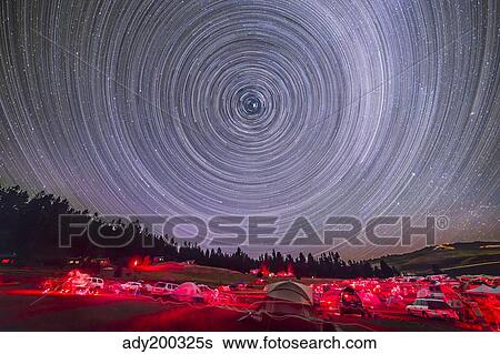 Circumpolar star trails above the Table Mountain Star Party in Washington state. View Large Photo Image Stock Photograph - Circumpolar star trails above the Table Mountain Star Party in Washington state.. Fotosearch