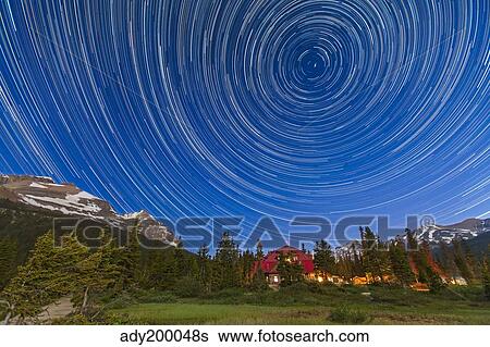 Circumpolar star trails over Banff National Park, Alberta, Canada. View Large Photo Image Stock Photograph - Circumpolar star trails over Banff National Park, Alberta, Canada.. Fotosearch
