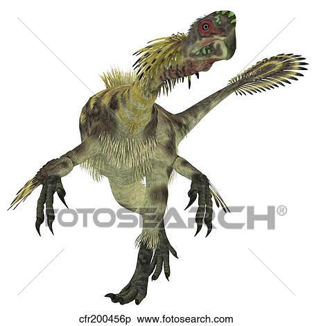 Stock Illustration - Citipati dinosaur, white background.. Fotosearch