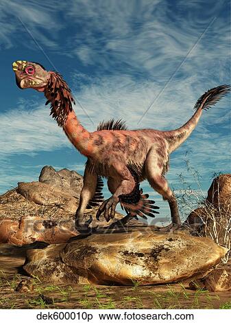 Citipati on a rock in an arid landscape. View Large Illustration Stock Illustration - Citipati on a rock in an arid landscape.. Fotosearch