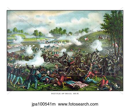 Civil War painting of Union and Confederate troops fighting at The Battle of Bull Run. View Large Illustration Stock Illustration - Civil War painting of Union and Confederate troops fighting at The Battle of Bull Run.. Fotosearch