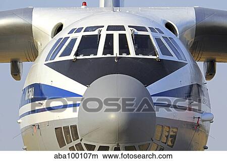 Close-up of a Russian Air Force Ilyushin Il-76 airliner. View Large Photo Image Picture - Close-up of a Russian Air Force Ilyushin Il-76 airliner.. Fotosearch