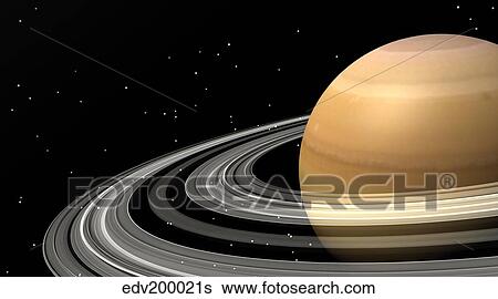 Close-up of Saturn and its planetary rings. View Large Illustration Stock Illustration - Close-up of Saturn and its planetary rings.. Fotosearch