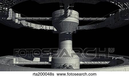 Stock Illustration - Close-up of space station from 2001: A Space Odyssey.. Fotosearch
