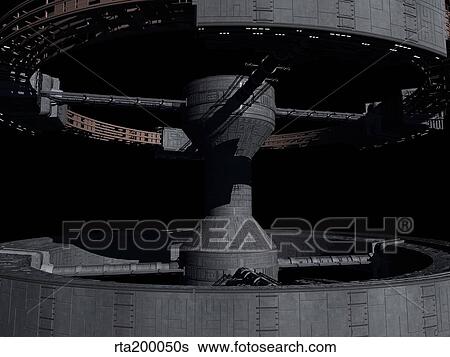 Close-up of space station from 2001: A Space Odyssey. View Large Illustration Stock Illustration - Close-up of space station from 2001: A Space Odyssey.. Fotosearch