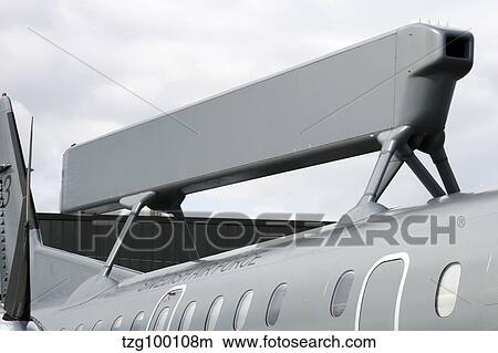 Close-up of the early warning radar on a Swedish Saab Erieye aircraft. View Large Photo Image Picture - Close-up of the early warning radar on a Swedish Saab Erieye aircraft.. Fotosearch