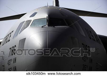 Close-up of the front of a C-17 Globemaster III. View Large Photo Image Picture - Close-up of the front of a C-17 Globemaster III.. Fotosearch