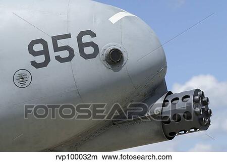 Close-up of the GAU-8 Avenger gun on an A-10A Thunderbolt II. View Large Photo Image Picture - Close-up of the GAU-8 Avenger gun on an A-10A Thunderbolt II.. Fotosearch