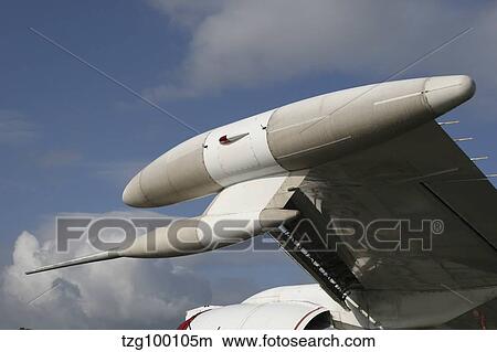 Picture - Close-up of wingtip ESM sensors on a E-6A Mercury aircraft.. Fotosearch