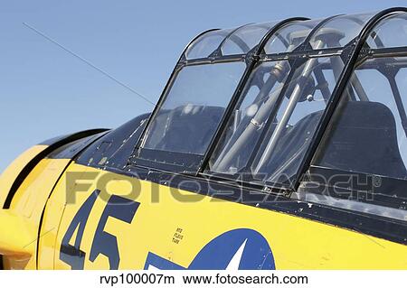 Close-up view of the cockpit on a T-6 Harvard trainer aircraft. View Large Photo Image Picture - Close-up view of the cockpit on a T-6 Harvard trainer aircraft.. Fotosearch