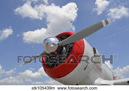 Picture - Close-up view of the propeller on a AT-6 Texan warbird.. Fotosearch