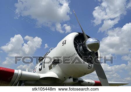 Close-up view of the propeller on a Harvard II warbird. View Large Photo Image Picture - Close-up view of the propeller on a Harvard II warbird.. Fotosearch