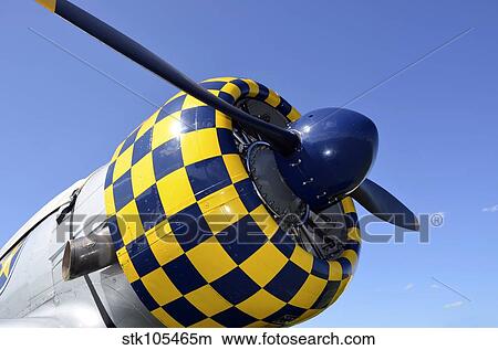 Close-up view of the propeller on an AT-6F Texan aircraft. View Large Photo Image Picture - Close-up view of the propeller on an AT-6F Texan aircraft.. Fotosearch