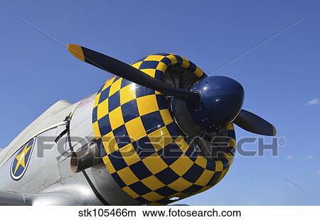 Close-up view of the propeller on an AT-6F Texan aircraft. View Large Photo Image Picture - Close-up view of the propeller on an AT-6F Texan aircraft.. Fotosearch