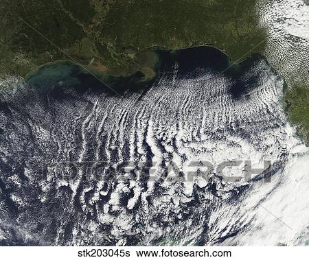 Cloud streets are visible stretching out into the Gulf of Mexico. View Large Photo Image Stock Photograph - Cloud streets are visible stretching out into the Gulf of Mexico.. Fotosearch