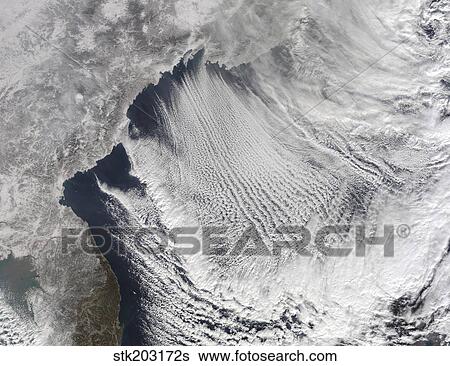 Cloud streets forming over the Sea of Japan. View Large Photo Image Stock Photograph - Cloud streets forming over the Sea of Japan.. Fotosearch