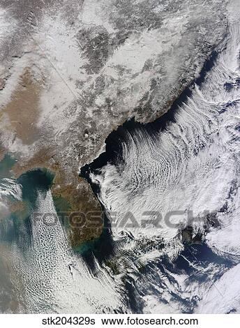 Cloud streets in the Sea of Japan and Yellow Sea. View Large Photo Image Stock Photograph - Cloud streets in the Sea of Japan and Yellow Sea.. Fotosearch