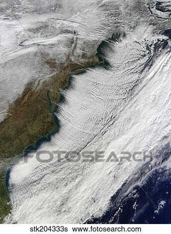 Stock Photograph - Cloud streets off the East Coast of the United States.. Fotosearch