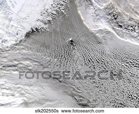 Cloud vortices off Jan Mayen Island, Greenland Sea. View Large Photo Image Stock Photograph - Cloud vortices off Jan Mayen Island, Greenland Sea. . Fotosearch