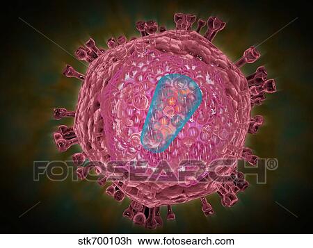 Drawing - Cluster of HIV virus.. Fotosearch