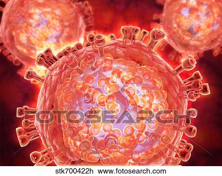 Cluster of HIV virus. View Large Illustration Drawing - Cluster of HIV virus.. Fotosearch