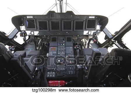 Picture - Cockpit view of an EH101 utility helicopter.. Fotosearch