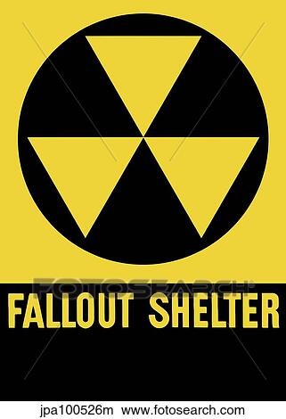 Cold War era fallout shelter sign. View Large Illustration Stock Illustration - Cold War era fallout shelter sign.. Fotosearch