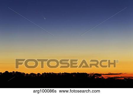 Comet Panstarrs at twilight, Buenos Aires, Argentina. View Large Photo Image Stock Photograph - Comet Panstarrs at twilight, Buenos Aires, Argentina.. Fotosearch