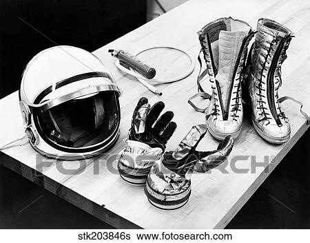 Components of the Mercury spacesuit included gloves, boots and a helmet. View Large Photo Image Stock Photograph - Components of the Mercury spacesuit included gloves, boots and a helmet.. Fotosearch