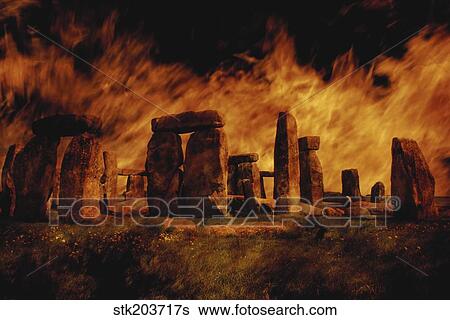 Composite image of Stonehenge and fire. View Large Photo Image Stock Photograph - Composite image of Stonehenge and fire.. Fotosearch